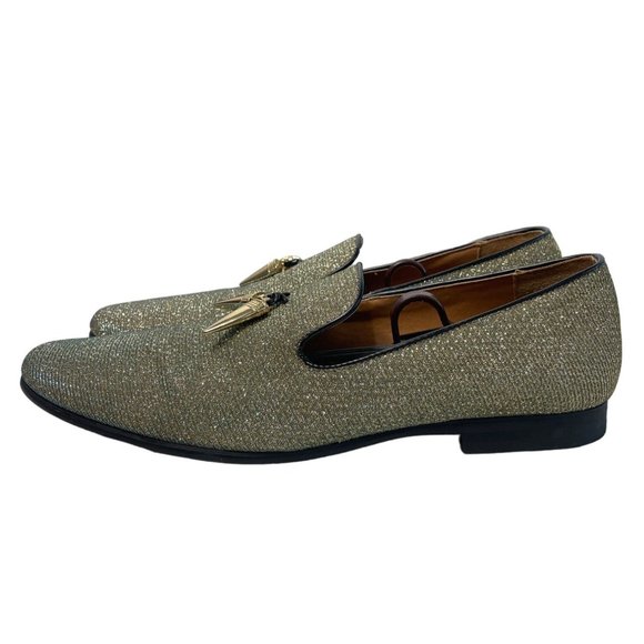 Giorgio Brutini Conquest Sparkly Gold Loafers Sz 11M - Picture 3 of 8